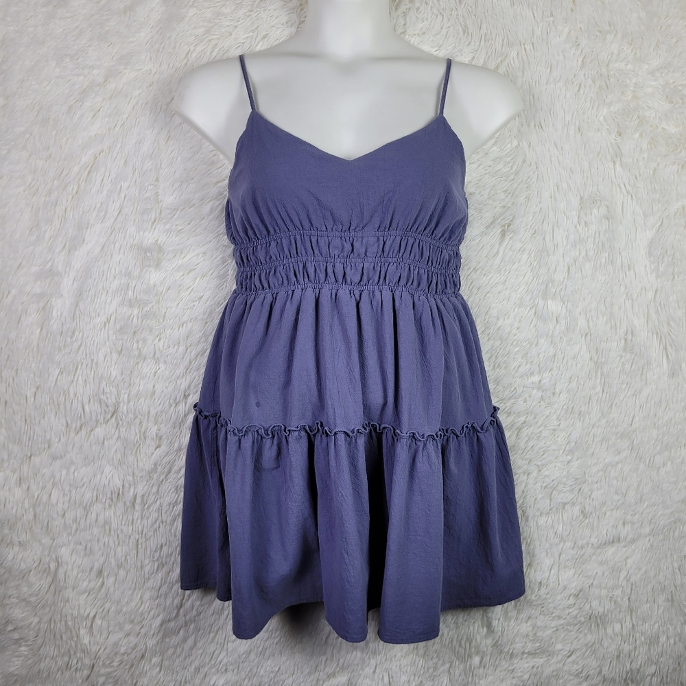 Large Lumiere Indigo Tiered Smocked Cami Mini Dress Milkmaid